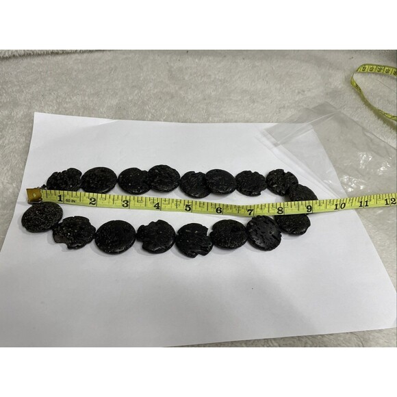 Vintage 925 Sterling Silver Black Lava Basalt Rock Necklace 18” - Picture 6 of 6